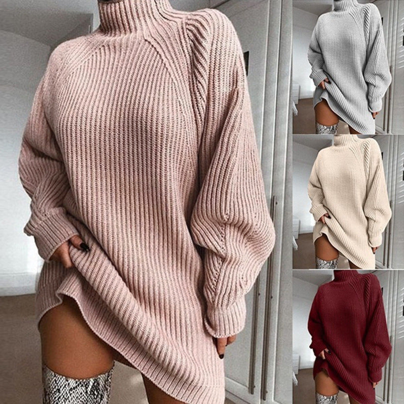 Robe Pull Col Roulé Unie