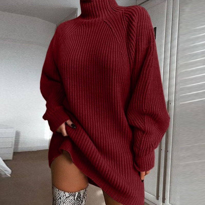 Robe Pull Col Roulé Unie