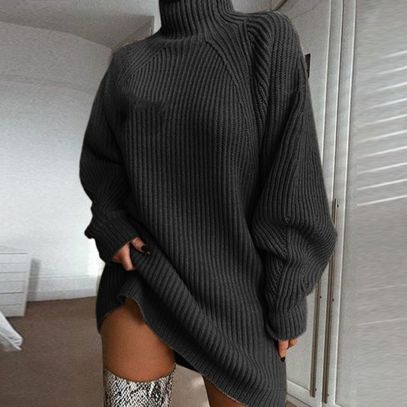 Robe Pull Col Roulé Unie