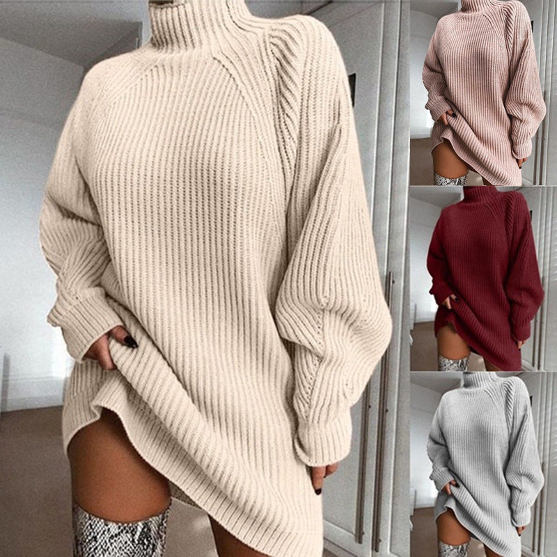Robe Pull Col Roulé Unie