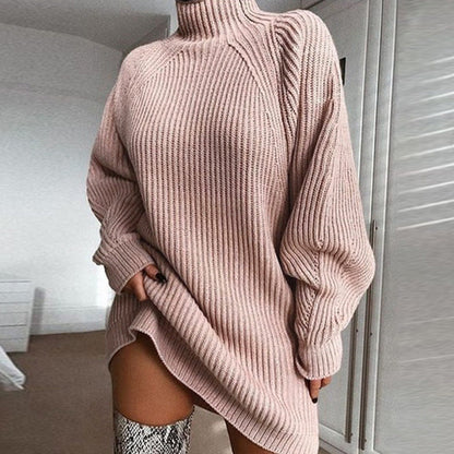 Robe Pull Col Roulé Unie