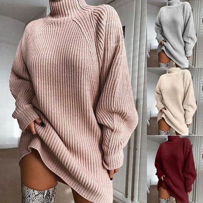 Robe Pull Col Roulé Unie