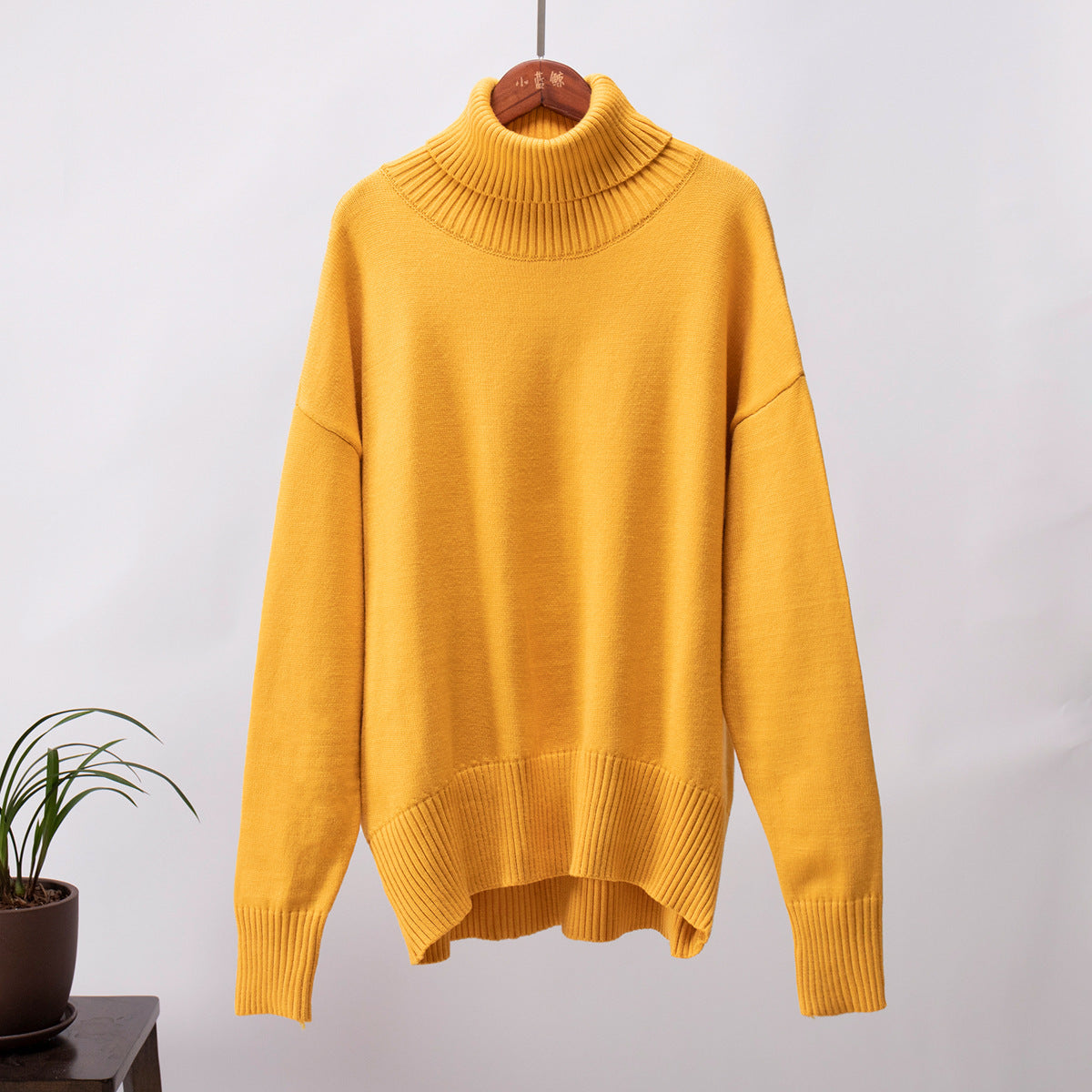 Pull col roulé uni féminin, à la mode et tout assorti.