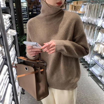 Pull Col Roulé Femme Cachemire Épais Automne/Hiver