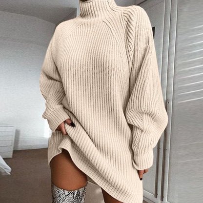 Robe Pull Col Roulé Unie