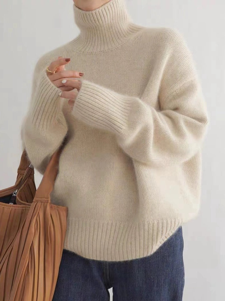 Pull Col Roulé Femme Cachemire Épais Automne/Hiver
