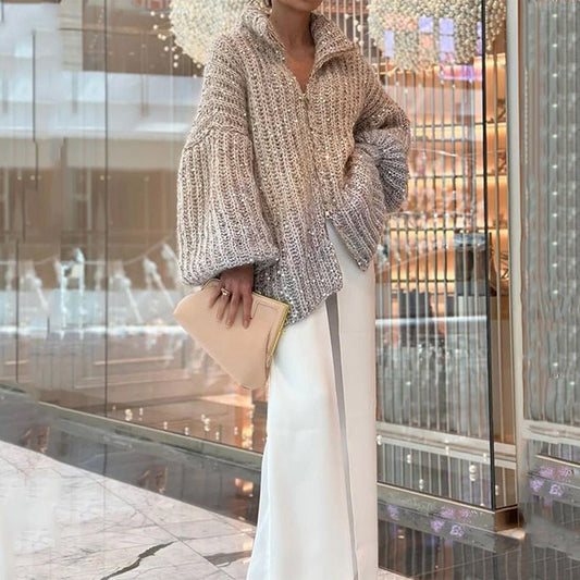 Manteau en Tricot à Paillettes