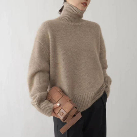 Pull Col Roulé Femme Cachemire Épais Automne/Hiver