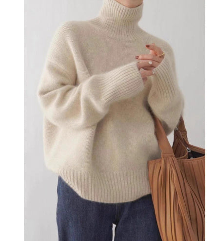 Pull Col Roulé Femme Cachemire Épais Automne/Hiver