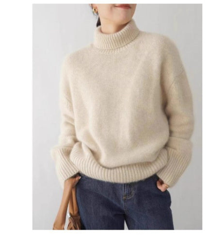 Pull Col Roulé Femme Cachemire Épais Automne/Hiver