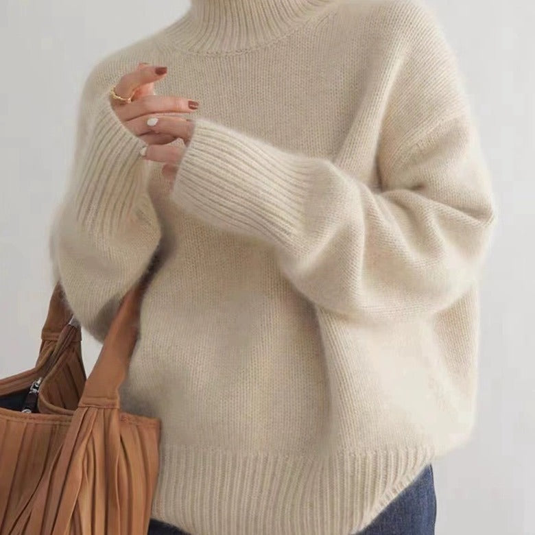 Pull Col Roulé Femme Cachemire Épais Automne/Hiver